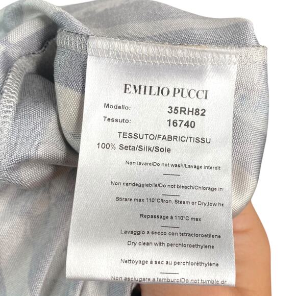 Emilio Pucci Runway Black Gray Abstract Silk Sheath Dress US SZ 10 - Picture 11 of 16